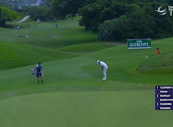 Nicolas Colsaerts holes tramliner at eighth for eagle