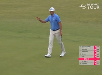 Victor Perez finishes with a birdie at the last