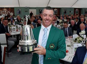 Rory McIlroy presented with Golf Writers Trophy ahead of Open bid