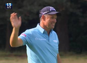 Pádraig Harrington judges pace and line perfectly to birdie 13th
