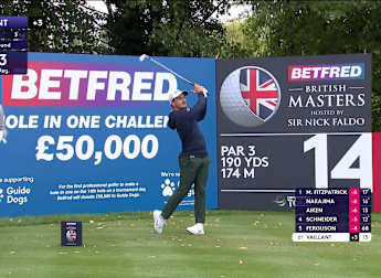 Tom Vaillant comes close to an ace at the 14th 