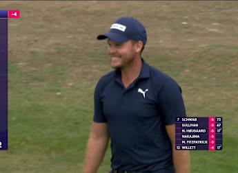 Danny Willett chips in for bridie at the eighth for fifth birdie of second round