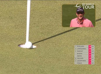Justin Rose so close to hole-out eagle at the seventh
