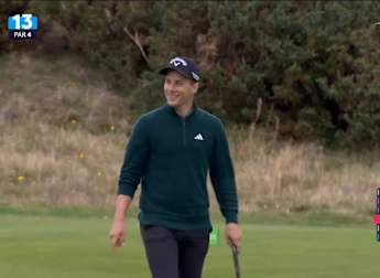 Matthew Jordan trickles in birdie putt at the 13th