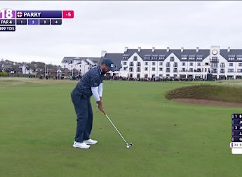 WATCH: John Parry's lucky bounce on 18th burn