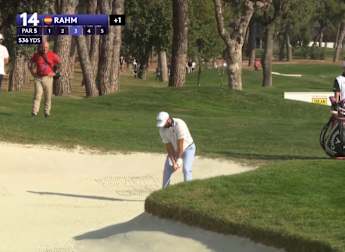 WATCH | Home hero Jon Rahm holes bunker shot for eagle