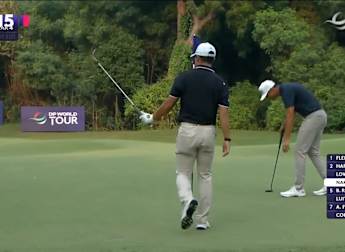 Keita Nakajima chips in at the 15th