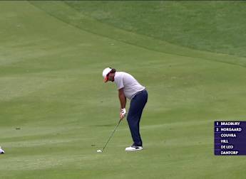 Defending champion Eugenio Chacarra goes close with approach into seventh