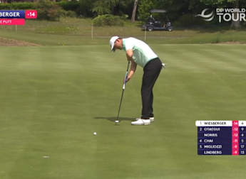 Bernd Wiesberger birdies the fifth for his third birdie of the day