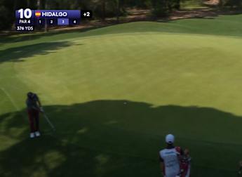 WATCH: Angel Hidalgo chips in for birdie at the tenth