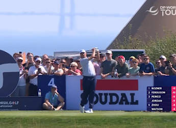 WATCH | Rasmus Højgaard drives the par-four fourth with a three wood