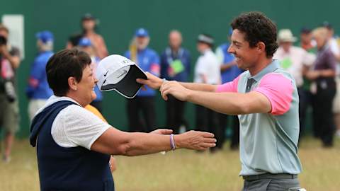 McIlroy celebrates with his mum, Rosie, after winning the 2014 Open Championship 