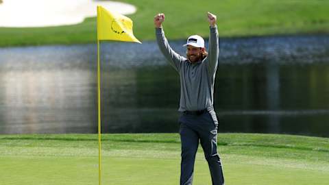 Fleetwood celebrates hole in one | Masters Par 3 Contest 2026