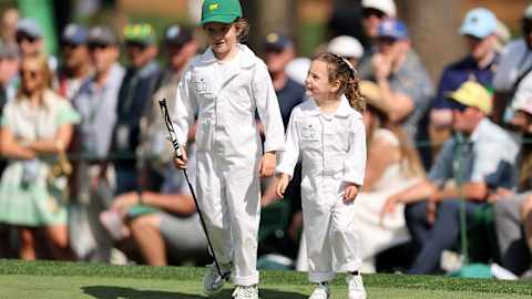 Iris Lowry (left) and Poppy McIlroy (right) share in the Par 3 Contest fun 