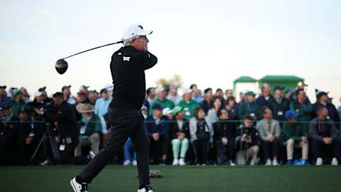 Gary Player sends his tee shot away