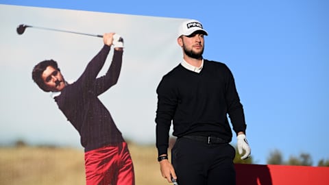 Teeing off in the morning chill, Rocco Repetto Taylor had chance to wear the famous navy sweater