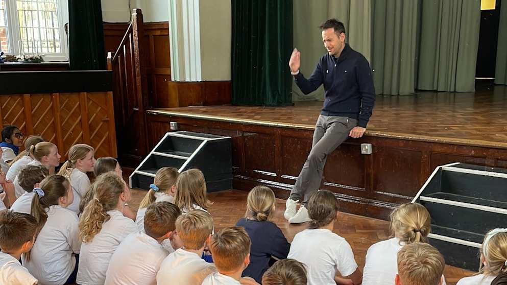 Nick Dougherty school visit talks to kids about mental tougness
