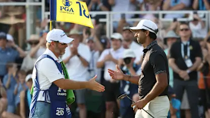 image: ‘The turning point’ – Aaron Rai’s caddie Jason Timmis pinpoints vital moment as Englishman wins US PGA Championship