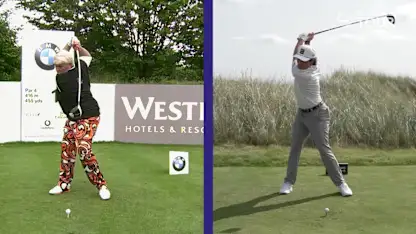 image: A side-by-side comparison of John Daly and John Daly II's swing