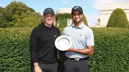 image: Aaron Rai presented with 'extremely special' Rory McIlroy Award