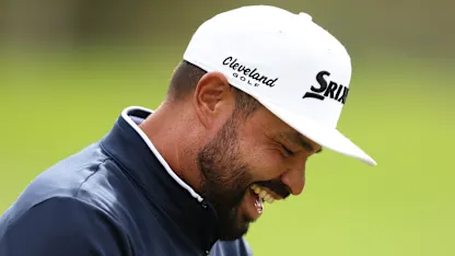 image: JJ Spaun enjoying 'trop drawer' experience on BMW PGA Championship bow