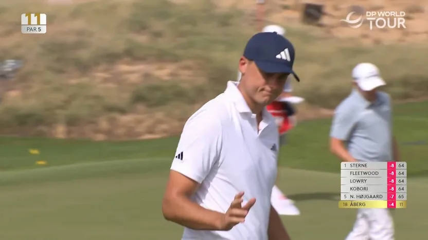image: WATCH | Ludvig Åberg drains long eagle putt at the 11th