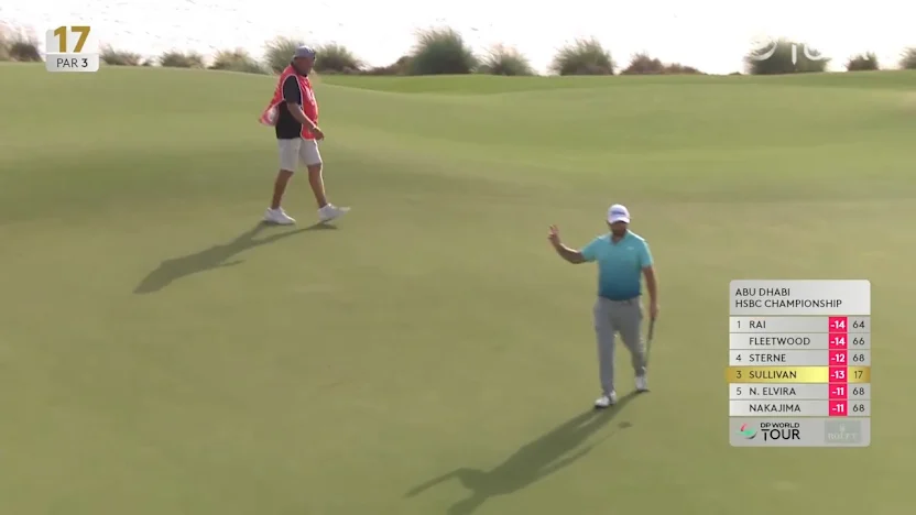 image: Andy Sullivan birdies the 17th from long range