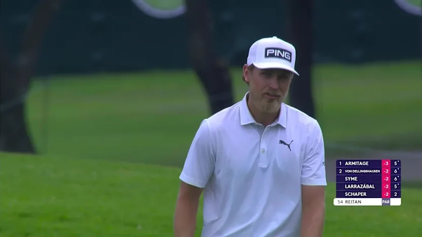 image: Kristoffer Reitan nearly holes out with approach to the 1st