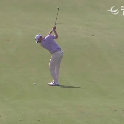 image: Nicolai Højgaard nearly spins it in at the first