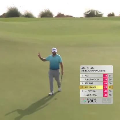 image: Andy Sullivan birdies the 17th from long range