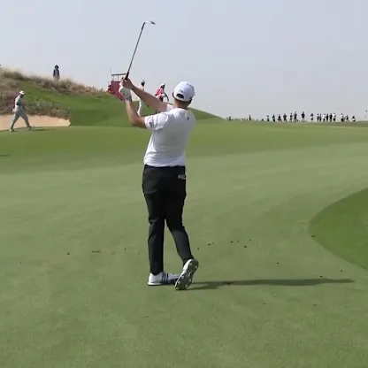 image: Nicolai Højgaard nearly holes his approach at the second