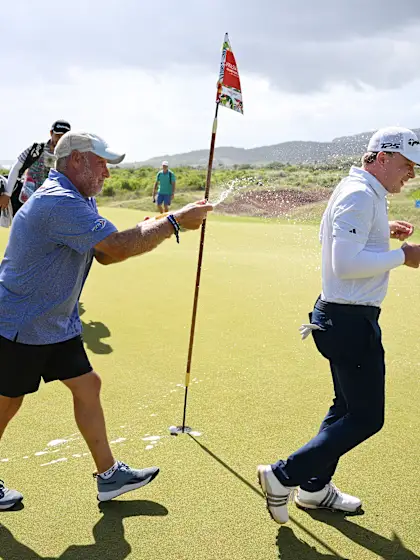 image: WATCH: Jayden Schaper wins play-off with chip-in eagle